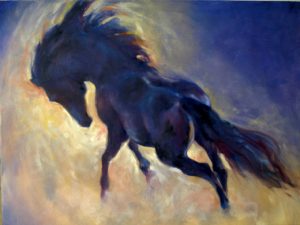 Horse Ballet - Kairo Leaping, oil, 24x18", Horse Paintings by Karen Brenner