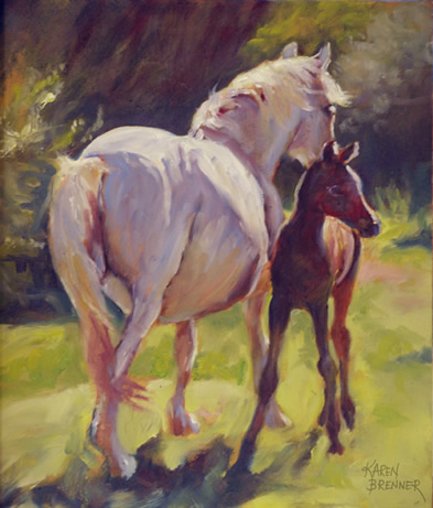 Alert, painting by equine artist Karen Brenner