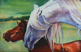 Zeus and Remate, oil painting, Karen Brenner