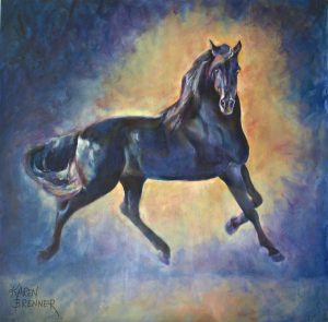 Horse Ballet - Andalusian Ballon - Kairo, 38x38", oil, Karen Brenner