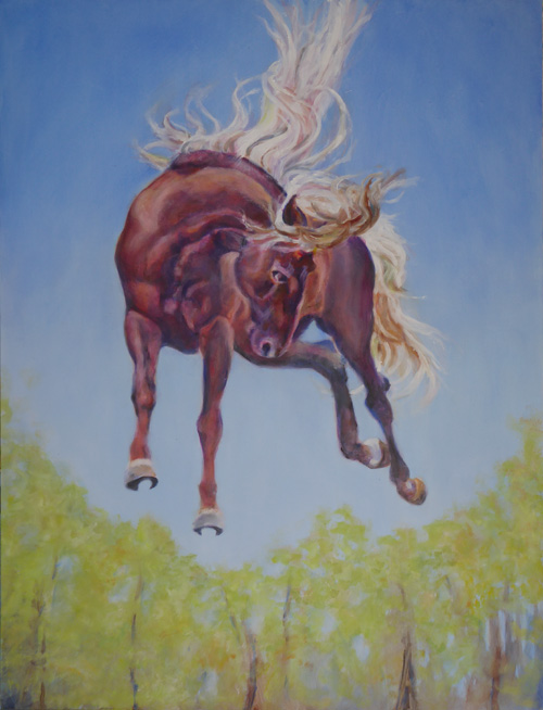 Horse Ballet - Painting by Karen Brenner featuring Rocky Mountain stallion Destiny from the McNatt Farms in Tennessee