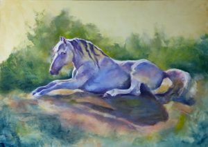 Horse Ballet - Sleeping Beauty, oil on masonite, 36x26, Karen Brenner