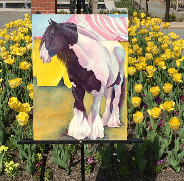 Gypsy Horse and Tent, oil painting by Karen Brenner