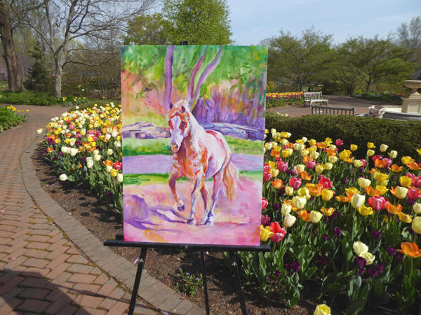 Twenty-four, a painting of a paint horse by equine artist Karen Brenner