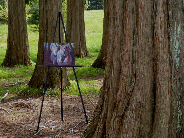 Camargue Horses in the Woods - Horse Painting - at Secrest Arboretum