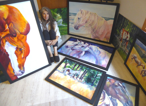 Artist Karen Brenner with some of the pieces that will be in the exhibit